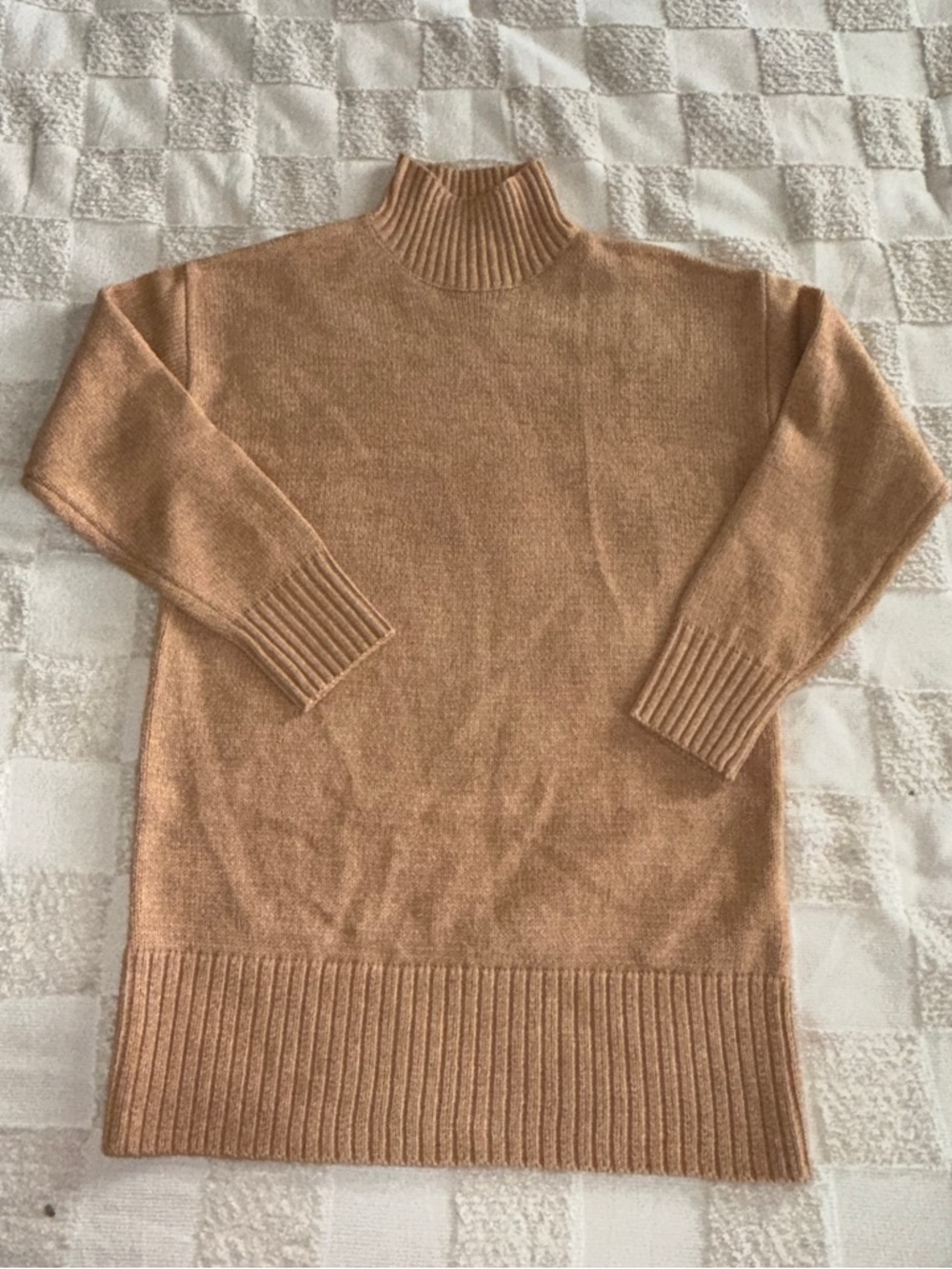 NWOT Zenana‎ Outfitters Camel High-Neck Longline Sweater